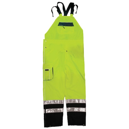 Kishigo 4X-5X, Lime, Class E, Premium Black Series Rainwear Bib RWB106-4X-5X